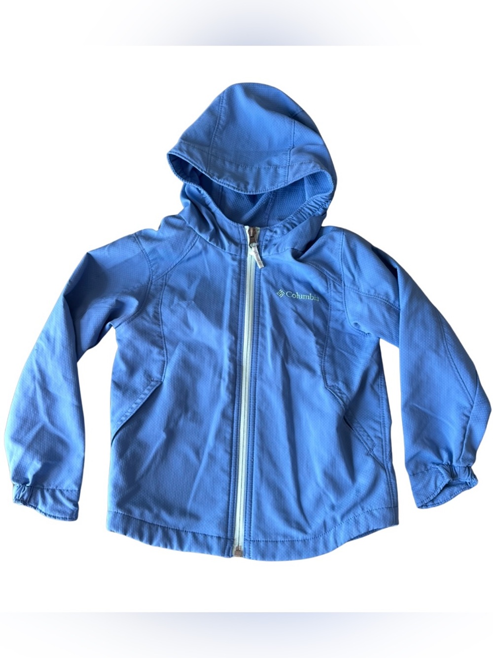 Columbia Girls' Light Blue Hooded Rain Jacket